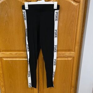 PINK Victoria's Secret Black and White Logo Leggings. Size Medium.